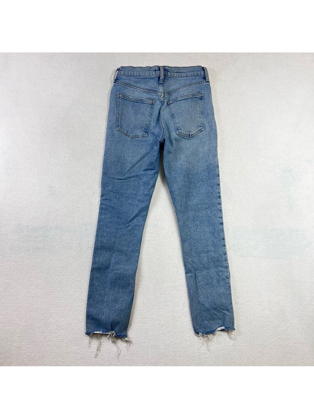Agolde Jeans “Merrel” 25 Blue Slim Straight Leg Raw Hem Mid Rise Womens - Picture 2 of 12